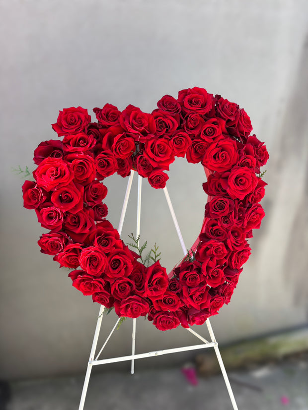 Heart warming red rose wreath