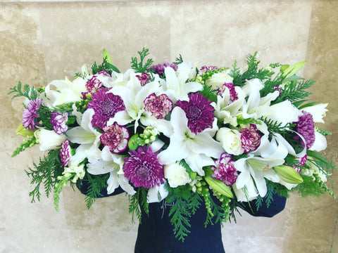 Purple casket - caringbahflowersgifts