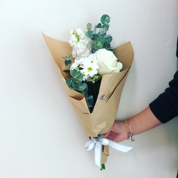 Funky white posy - caringbahflowersgifts